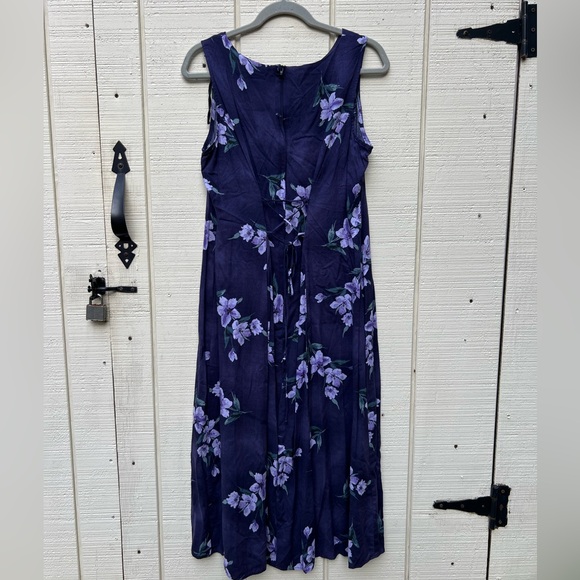 Alesia International Dress Sz 14 Vintage Sleeveless Purple Floral Hawaiian Y2K - Picture 3 of 6